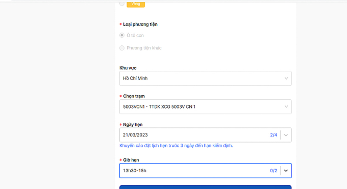 Đăng Ký Lịch Đăng Kiểm Online